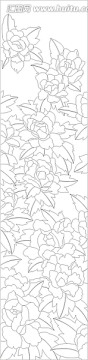 玻璃雕刻圖矢量圖線條圖 牡丹花