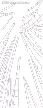 玻璃雕刻圖矢量圖線條圖 沖天竹子