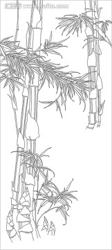 藝術(shù)玻璃雕刻圖矢量圖線條圖 金風(fēng)·竹
