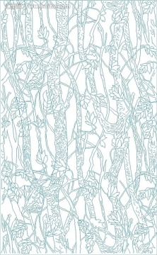 玻璃雕刻圖矢量圖線條圖 樹木枝葉