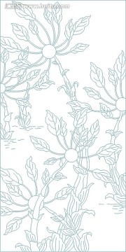 藝術(shù)玻璃雕刻圖線條圖矢量圖 抽象花