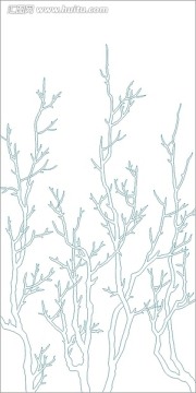 藝術(shù)玻璃雕刻圖線條圖矢量圖 樹