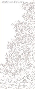藝術(shù)玻璃雕刻圖矢量圖線條圖 海浪 碧浪