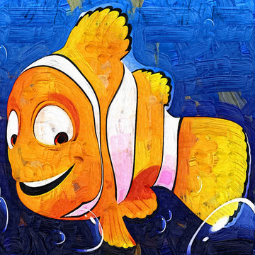 裝飾畫 無框畫 油畫 小丑魚