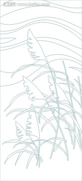 玻璃文化藝術(shù)玻璃雕刻圖矢量圖線條圖 蘆葦