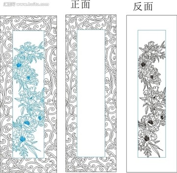 玻璃文化藝術(shù)玻璃雕刻圖矢量圖線條圖 雙面雕刻牡丹花