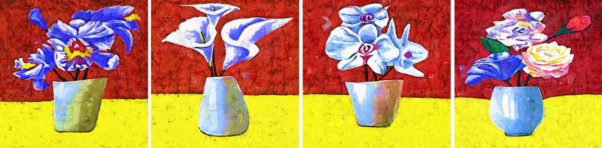 裝飾畫 無框畫 油畫 花瓶
