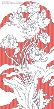 藝術(shù)玻璃雕刻圖矢量圖線條圖 齊頭奮進(jìn)