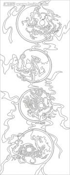 藝術(shù)玻璃雕刻圖矢量圖線條圖 風(fēng)雨雷電四神