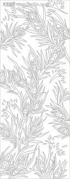 藝術(shù)玻璃雕刻圖矢量圖線條圖 孔雀花
