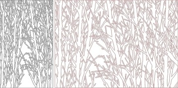藝術(shù)玻璃雕刻圖矢量圖線條圖 枯樹枝 晨雪