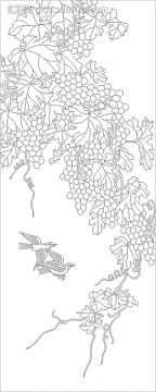 藝術(shù)玻璃雕刻圖矢量圖線條圖 露潤(rùn)果香