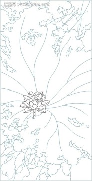 藝術(shù)玻璃雕刻圖矢量圖線條圖 圣潔金蓮