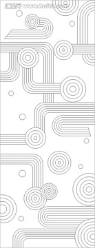 藝術(shù)玻璃雕刻圖矢量圖線條圖 同心圓