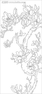 藝術(shù)玻璃雕刻圖矢量圖線條圖 玉蘭
