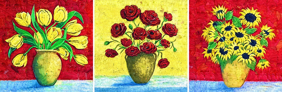 裝飾畫 無框畫 油畫 花盆