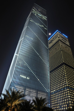 广州夜景 广州利通广场 广州银行大厦