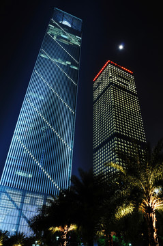 广州夜景 广州利通广场 广州银行大厦