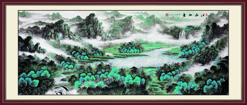 国画春景山水画