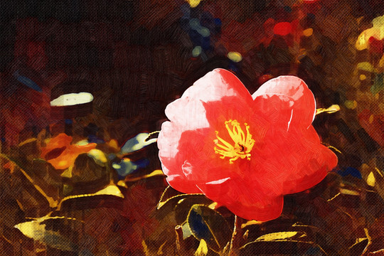 山茶花油畫(huà)