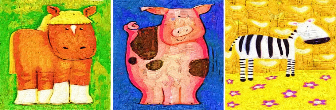 裝飾畫 無框畫 油畫 可愛動物