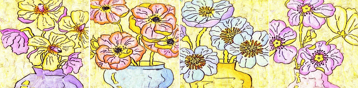 裝飾畫 無框畫 油畫 花瓶