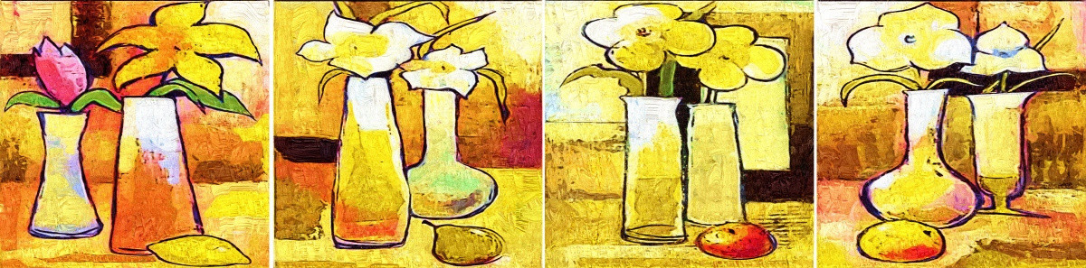 裝飾畫 無框畫 油畫 花瓶