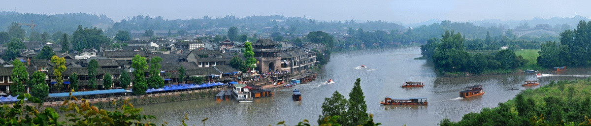 黄龙溪古镇水景全景图