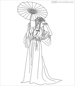 打傘的仙女 矢量圖