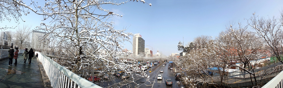 三环天桥180度全景雪景