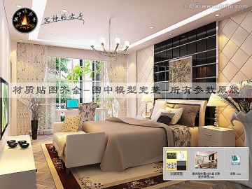 現(xiàn)代簡約黑白灰主臥室效果圖