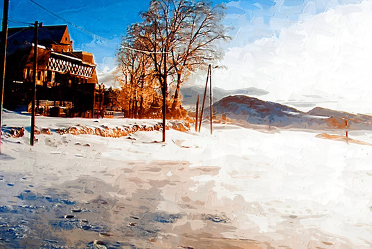 裝飾畫 北非 阿特拉斯雪景