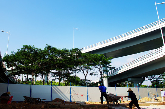 深圳湾大桥 建筑工人