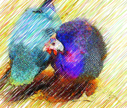 抽象画 珍珠鸡
