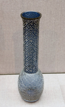 土耳其描银蓝色玻璃花瓶