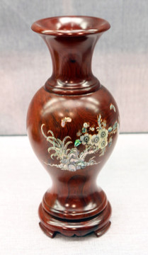 越南螺钿木花瓶