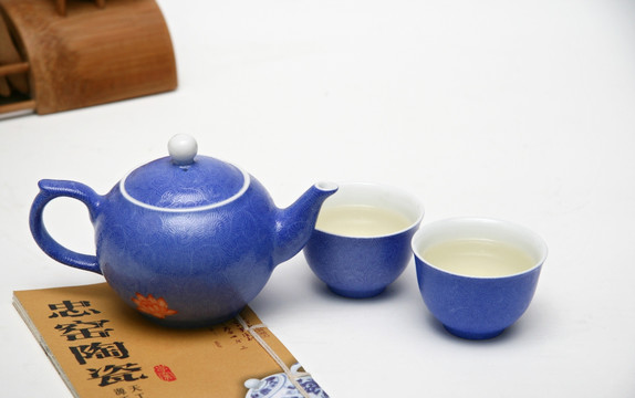 白瓷印花茶具 功夫茶具 盖碗茶