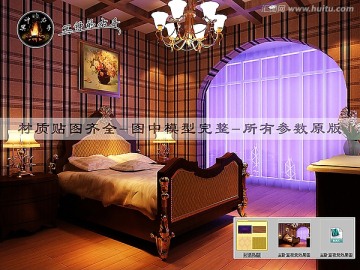 主臥室夜景效果圖