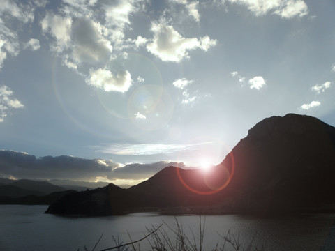 泸沽湖日落