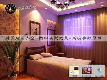臥室夜景效果圖
