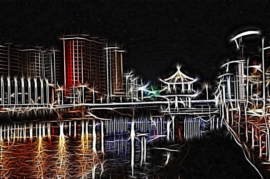 抽象畫 城市夜景
