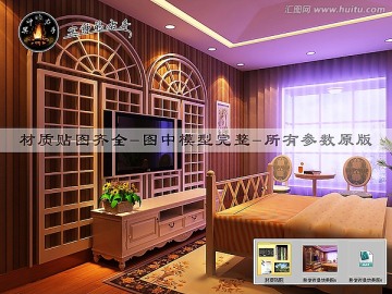 臥室夜景效果圖