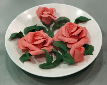 瓷塑玫瑰花