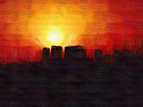 無框畫 裝飾畫 夕陽剪影