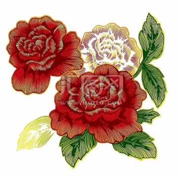 刺繡風(fēng)牡丹