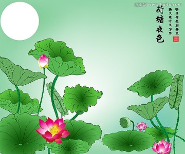 荷塘夜色 矢量图