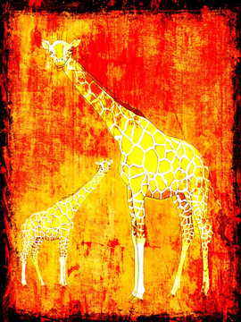 壁画 长颈鹿