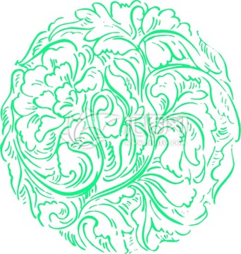 矢量花草 植物 圓形圖案