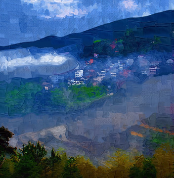 油畫 無(wú)框畫 抽象畫 風(fēng)景油畫 風(fēng)景畫 茗岙
