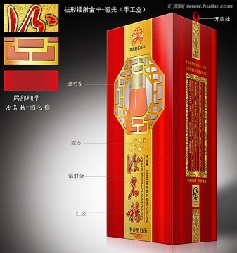 紅色高檔酒包裝（源文件為分層平面圖）